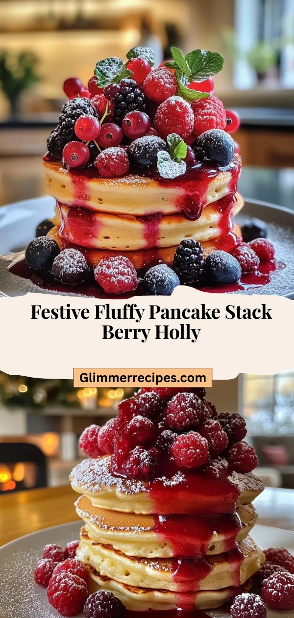 Festive Fluffy Pancake Stack Berry Holly