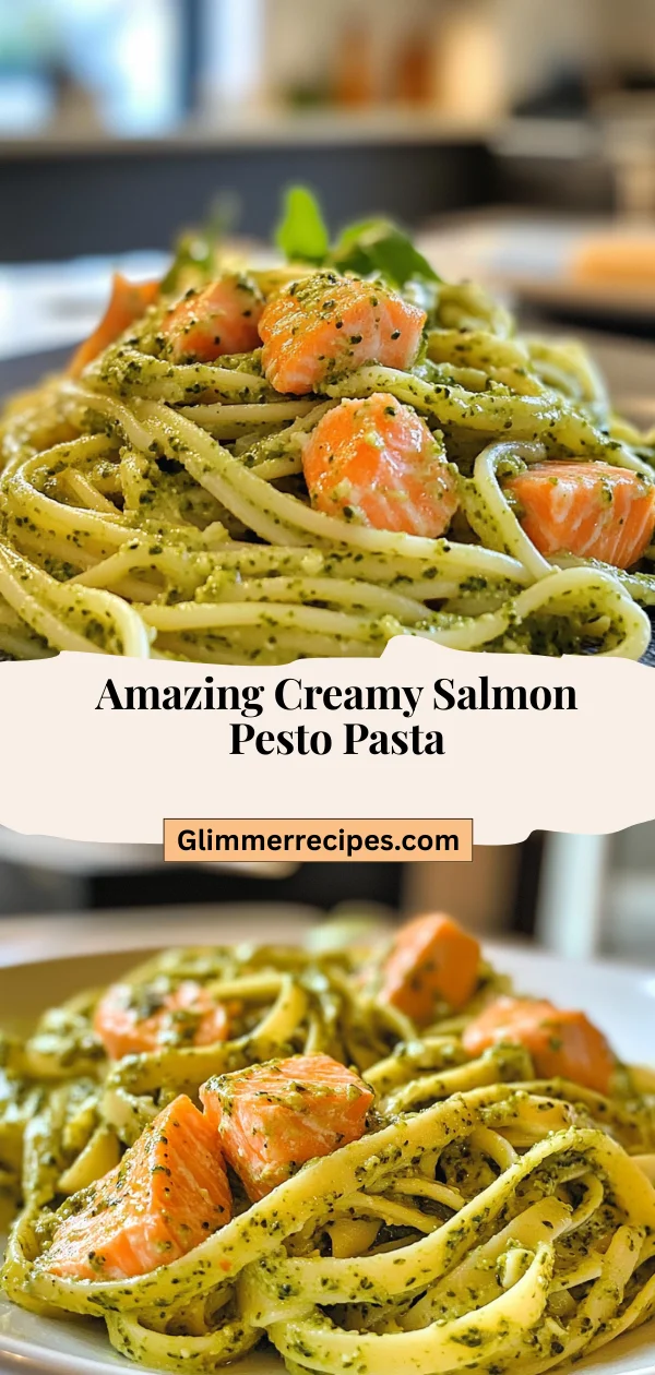 Amazing Creamy Salmon Pesto Pasta