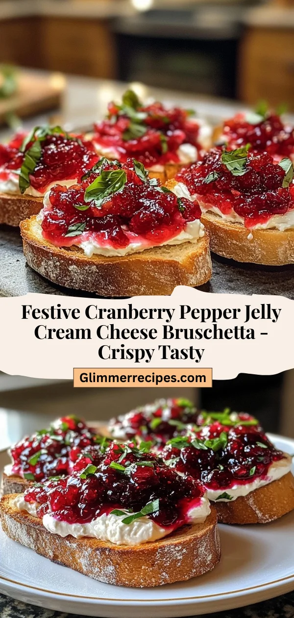 Festive Cranberry Pepper Jelly Cream Cheese Bruschetta - Crispy Tasty