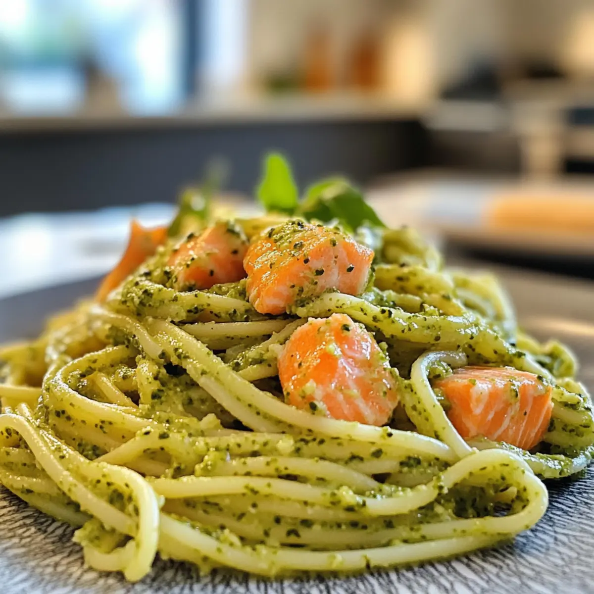 Amazing Creamy Salmon Pesto Pasta
